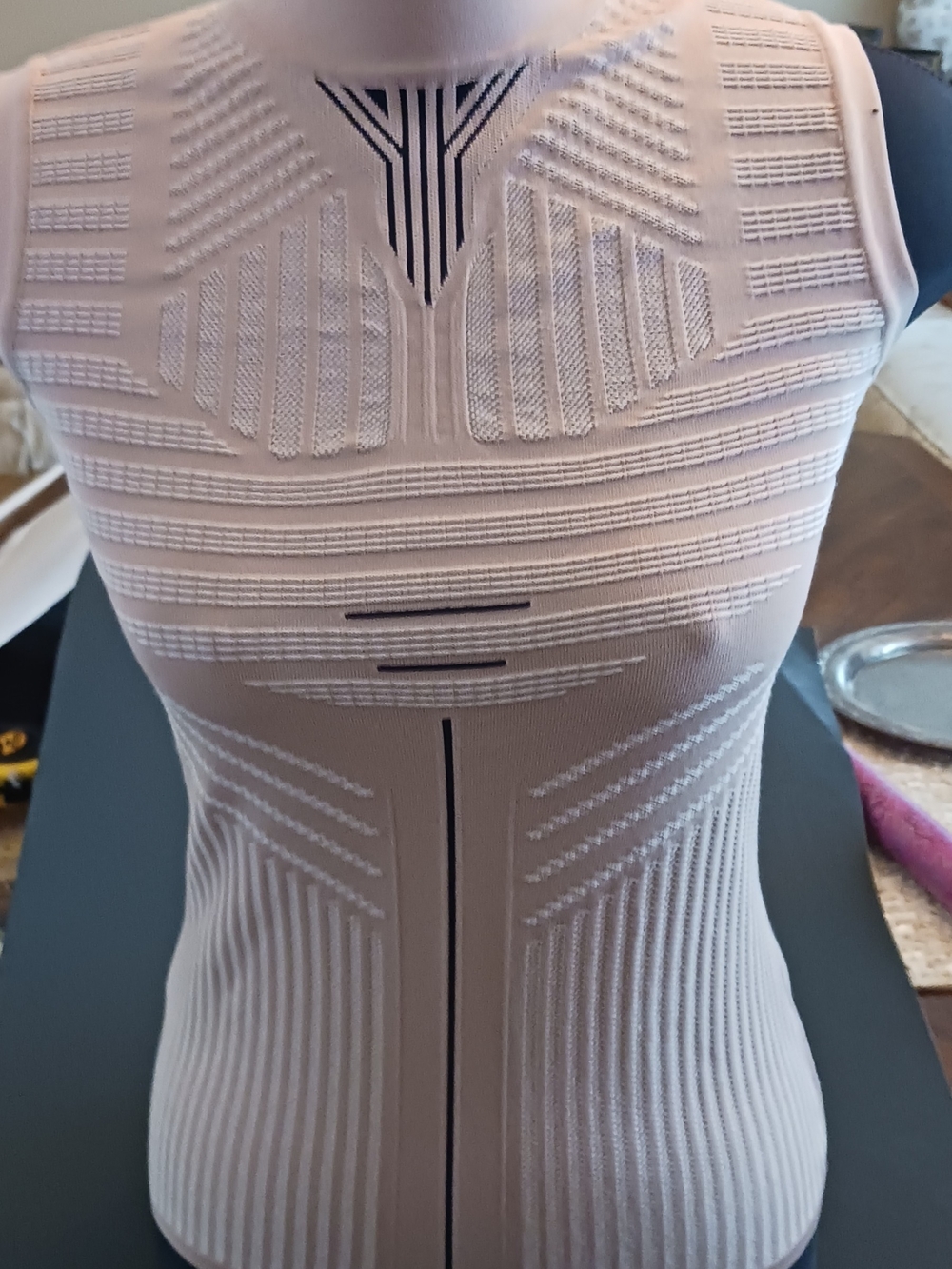 Prada Pale Pink Knit Tank with Black Trim, New Without Tag